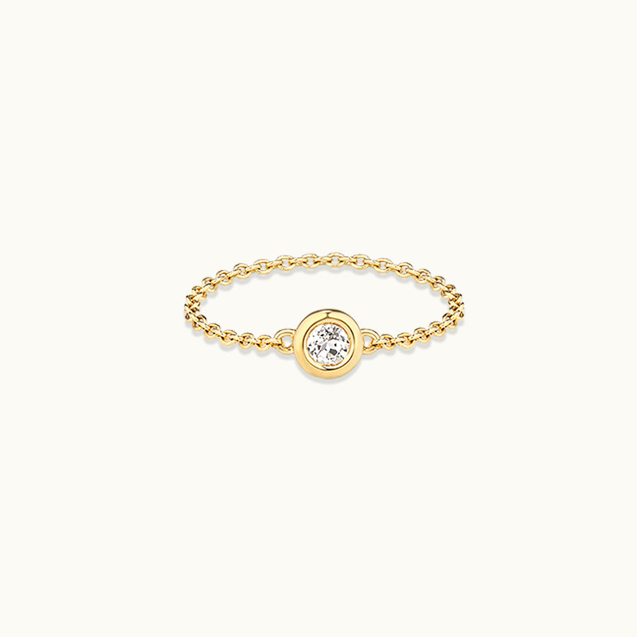 Bezel Set Gold Chain Ring